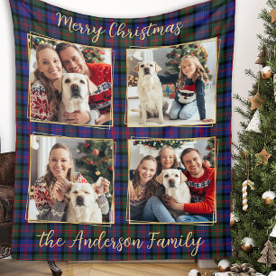 Weihnachten Karierter Kunde 4 Gold FotoCollage Fleecedecke