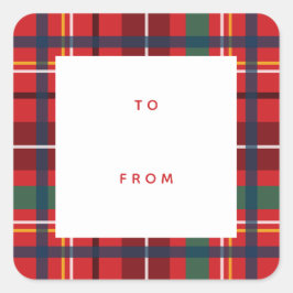 Weihnachten karierter Urlaub von Rot-Geschenk sql Quadratischer Aufkleber
