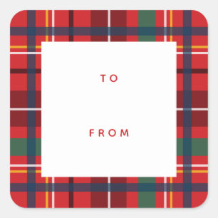 Weihnachten karierter Urlaub von Rot-Geschenk sql Quadratischer Aufkleber
