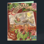 Weihnachten Karte<br><div class="desc">Ein Vintage-Bild aus dem 19. Jahrhundert,  das dem Weihnachtsmann zeigt,  wie er mit seinem Schlitten und Rentier wegfliegt.</div>