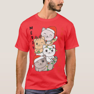 Weihnachten Katze Weihnachtsbaumtiere Niedlich Kat T-Shirt