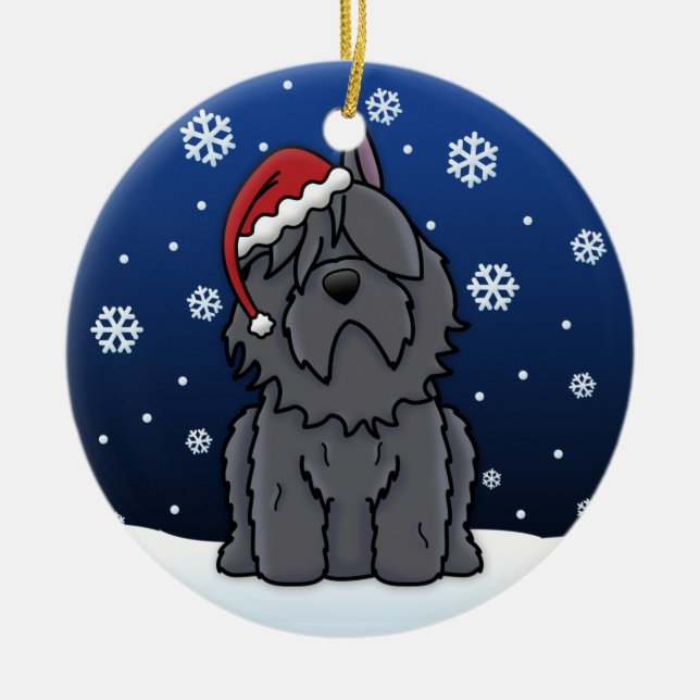 Weihnachten Kawaii Cartoon Bouvier DES Flandres Keramikornament (Vorne)