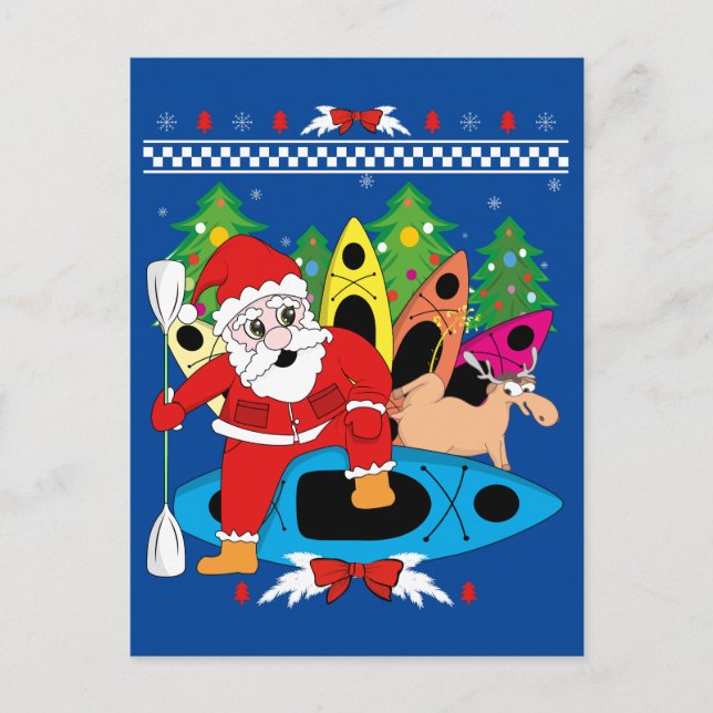 Weihnachten Kayak Santa Kayaker Xmas Kayaking Love Postkarte (Vorderseite)