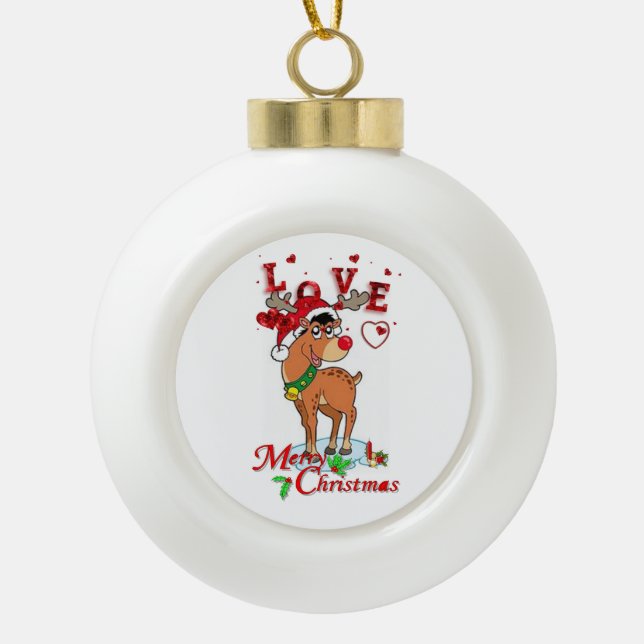 Weihnachten Keramik Ball Ornament, Frohe Weihnacht Keramik Kugel-Ornament (Vorderseite)