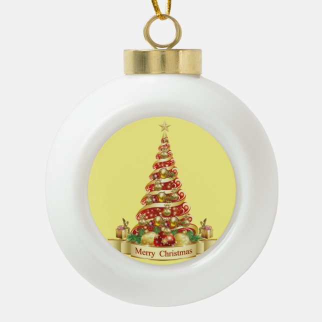 Weihnachten Keramik Ball Ornament, Frohe Weihnacht Keramik Kugel-Ornament (Vorderseite)