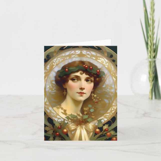 Weihnachten - KI - Jugendstil - B Karte (Vorderseite)