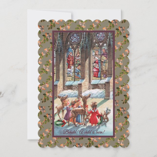 Weihnachten - Kinder am Kirchenfenster (Vorderseite)