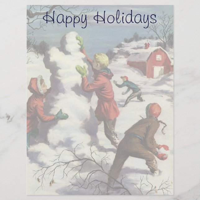 Weihnachten, Kinder Schneeballkampf (Vorderseite)
