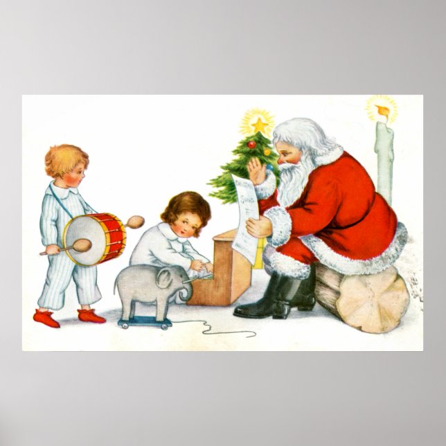 Weihnachten, Kinder und Spielzeug Poster (Vorne)