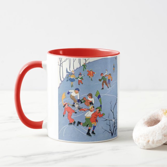 Weihnachten, Kindereis-Skaten auf dem See Tasse (Mit Donut)