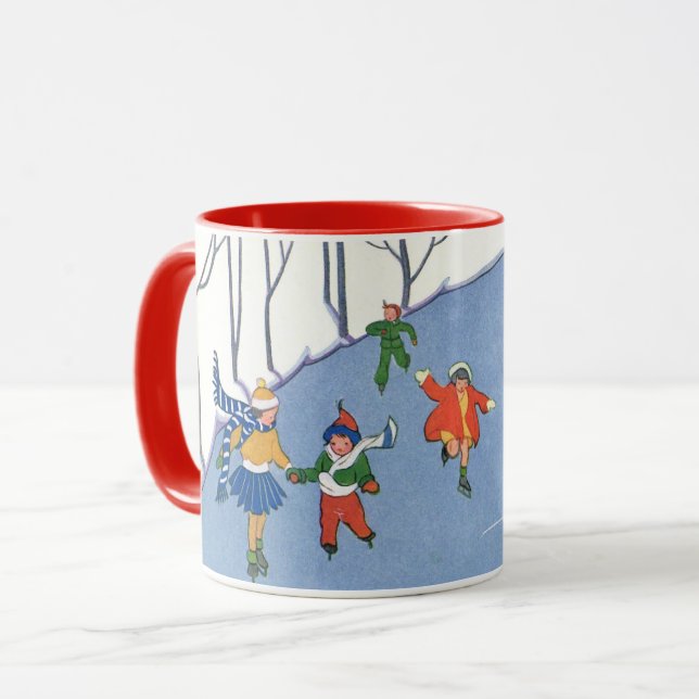 Weihnachten, Kindereis-Skaten auf dem See Tasse (Vorderseite Links)