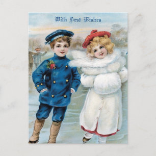 Weihnachten, Kindereis-Skaten Feiertagspostkarte