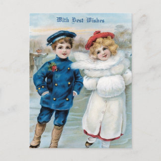 Weihnachten, Kindereis-Skaten Feiertagspostkarte