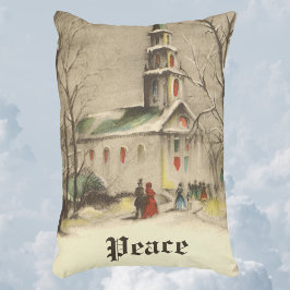 Weihnachten, Kirche im Winter Schnee Dekokissen