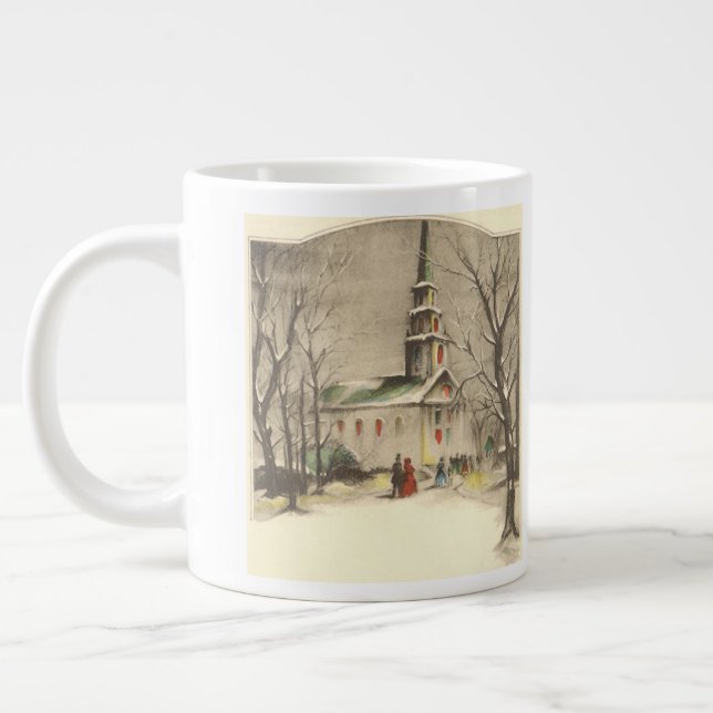 Weihnachten, Kirche im Winter Schnee Jumbo-Tasse (Links)