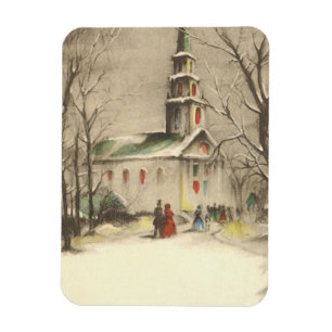 Weihnachten, Kirche im Winter Schnee Magnet