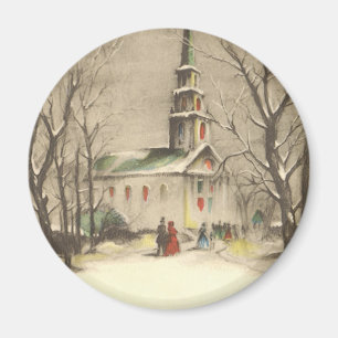 Weihnachten, Kirche im Winter Schnee Magnet