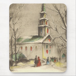 Weihnachten, Kirche im Winter Schnee Mousepad