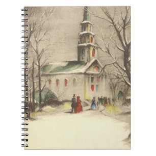 Weihnachten, Kirche im Winter Schnee Notizblock