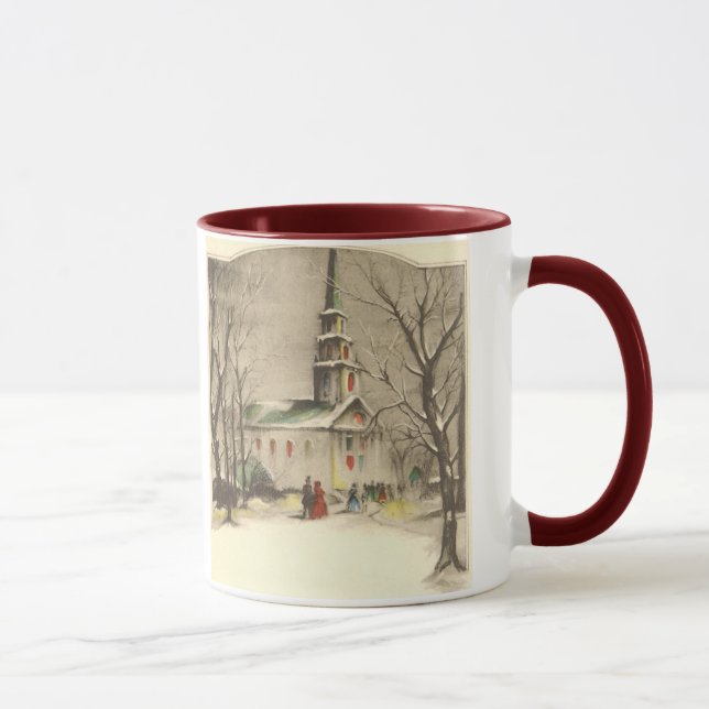 Weihnachten, Kirche im Winter Schnee Tasse (Rechts)