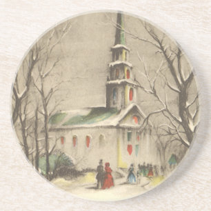Weihnachten, Kirche im Winter Schnee Untersetzer