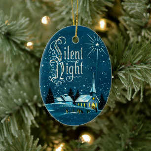 Weihnachten Kirche Silent Night Vintage Keramik Ornament