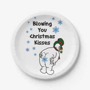 Weihnachten Kisses Snowman Pappteller