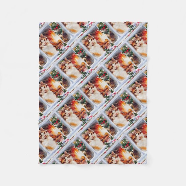 Weihnachten Kitten Fleecedecke (Vorderseite)