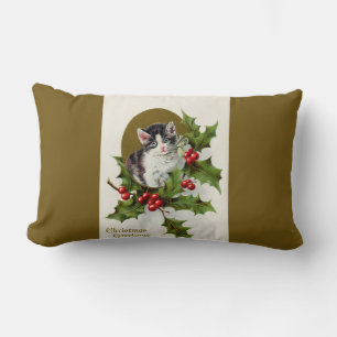 Weihnachten Kitten Gold Lumbar Kissen