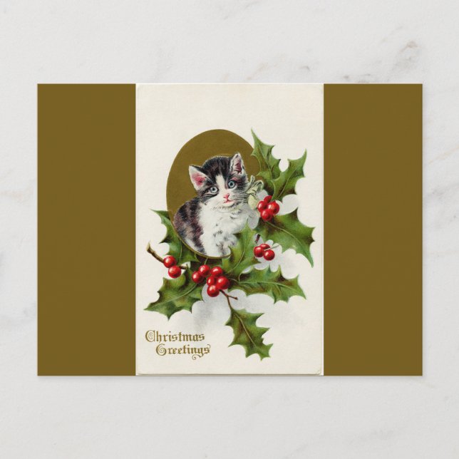 Weihnachten Kitten Gold Postkarte (Vorderseite)