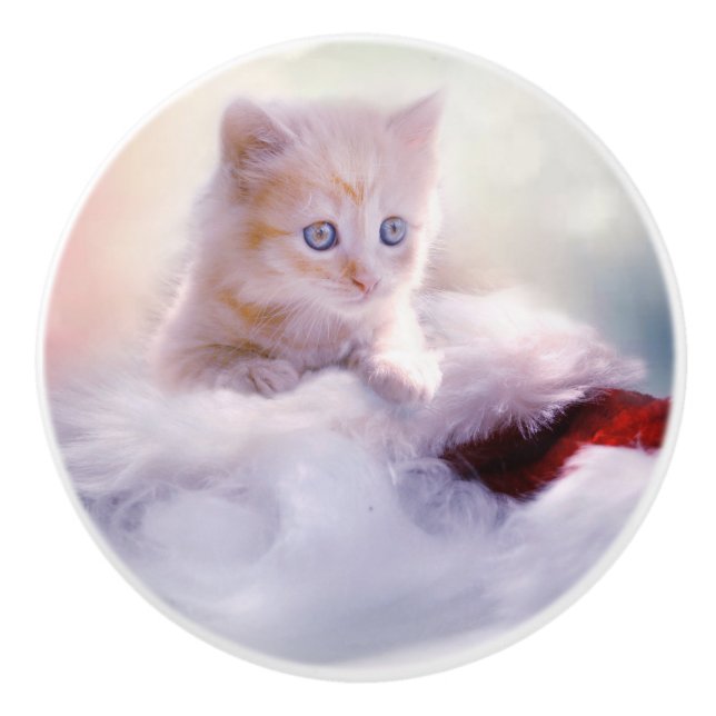 Weihnachten Kitten Keramikknauf (Vorderseite)