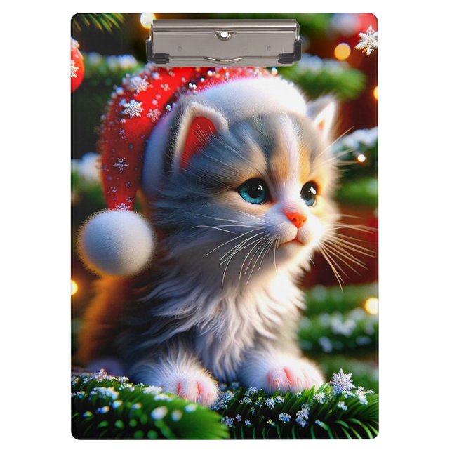 Weihnachten Kitten Klemmbrett (Vorderseite)