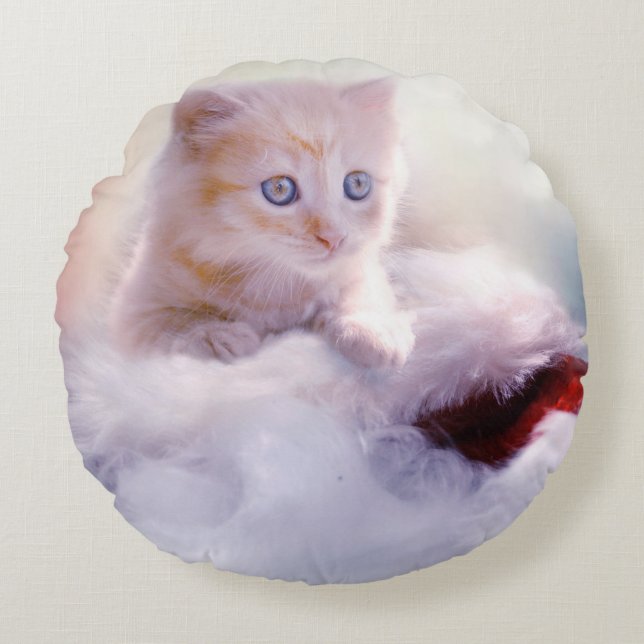 Weihnachten Kitten Rundes Kissen (Vorderseite)
