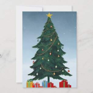Weihnachten: Klassischer Baum und Geschenke Feiertagskarte