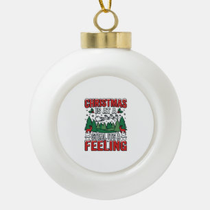 Weihnachten Klaut Es Ist Ein Gefühl Rentier Schlit Keramik Kugel-Ornament