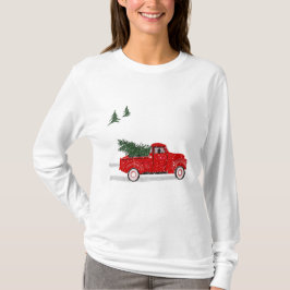 Weihnachten, kleiner roter Lkw, Langschläfer Lady' T-Shirt