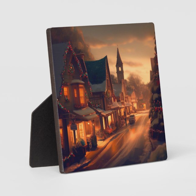 Weihnachten Kleinstadt 1 Fotoplatte (Vorderseite)