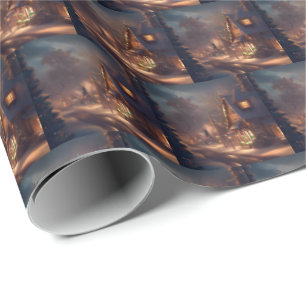 Weihnachten Kleinstadt 2 Geschenkpapier