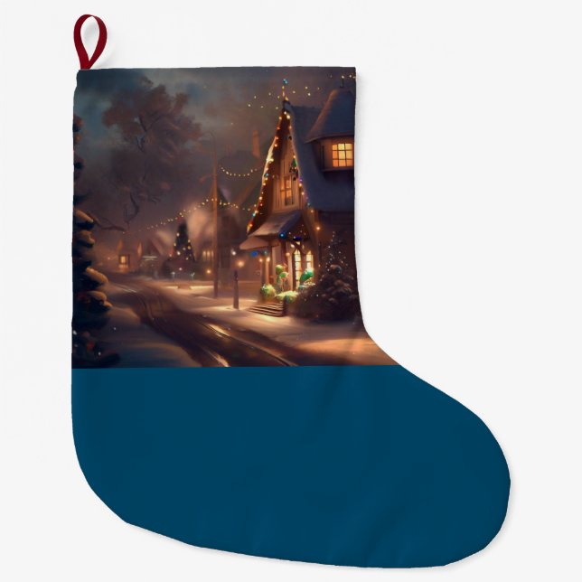 Weihnachten Kleinstadt 2 Großer Weihnachtsstrumpf (Vorderseite)