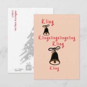 Weihnachten Kling klingelingeling Melodie Minimal Mitteilungskarte