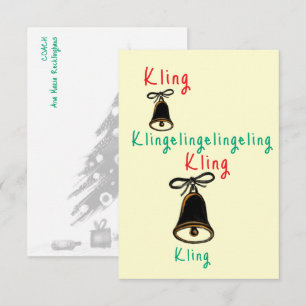 Weihnachten Kling klingelingeling Melodie Minimal Mitteilungskarte