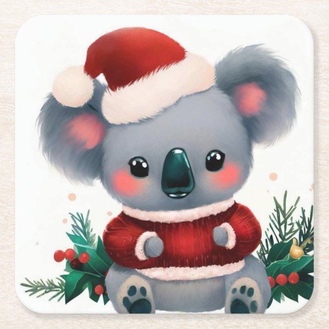 Weihnachten Koala 3 Rechteckiger Pappuntersetzer (Vorderseite)