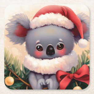 Weihnachten Koala 4 Rechteckiger Pappuntersetzer