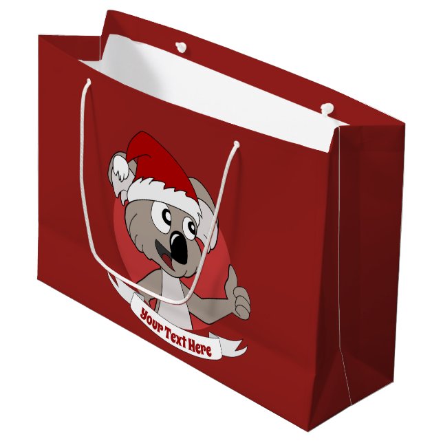 Weihnachten koala Cartoon große Geschenktasche Große Geschenktüte (Vorderseite Schrägansicht)
