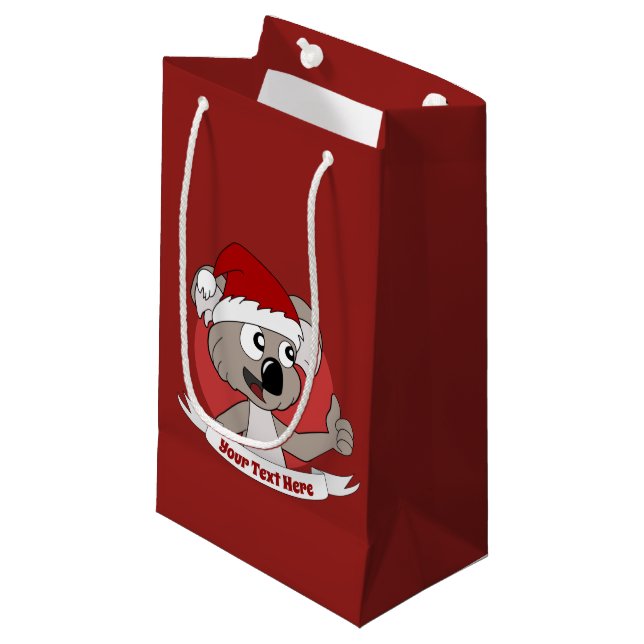 Weihnachten koala Cartoon kleine Geschenktasche Kleine Geschenktüte (Vorderseite Schrägansicht)