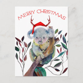 Weihnachten Koala mit Weihnachtsmannmütze Postkarte