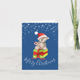 Weihnachten koala und Geschenk whimsy Kunst blau Karte