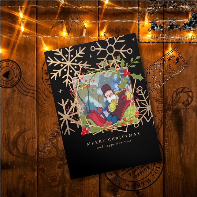 Weihnachten kommt, aber sobald meine Helden-Falten Dreifach Gefaltete Karte (Von Creator hochgeladen)