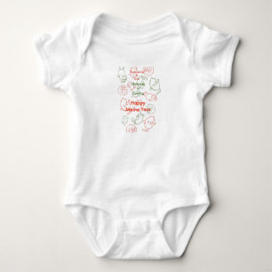 Weihnachten kommt, glückliches Miau-Jahr Baby Strampler