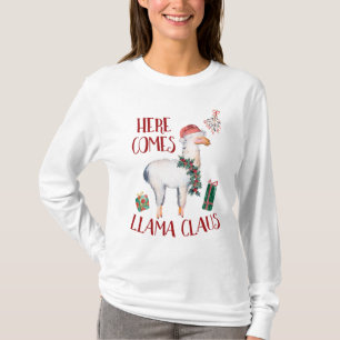 Weihnachten kommt hier Llama Claus T-Shirt